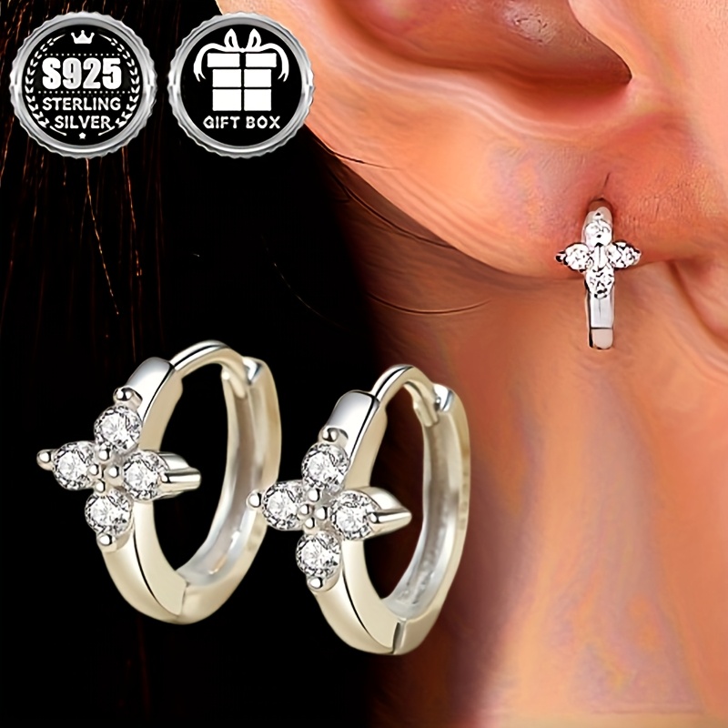 925 Sterling Silver Four Leaf Clover Earrings